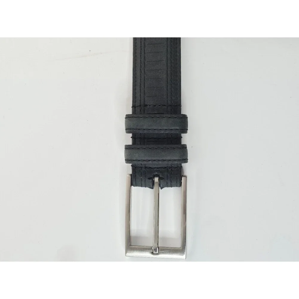 Lejon textured black leather dress belt